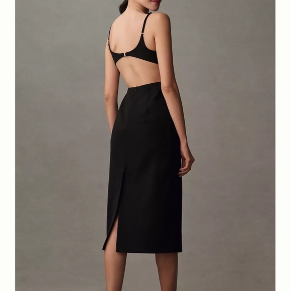 NWT Anthropologie BEATRICE .B BLACK SLEEVELESS SCOOP-NECK MIDI DRESS 10 formal - Picture 2 of 3